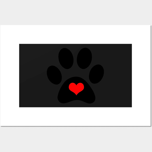 Cute Dog Gifts with Black Dog Pawprint Stencil Wall Art by 3QuartersToday